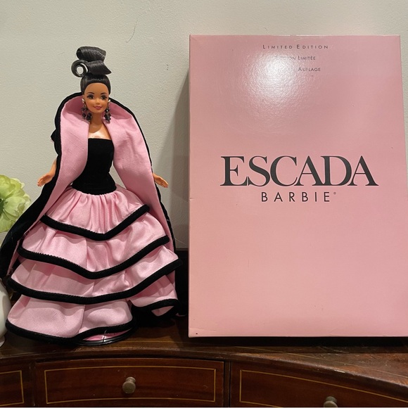 Escada Barbie Doll with Pink and Black Dress - Open Box